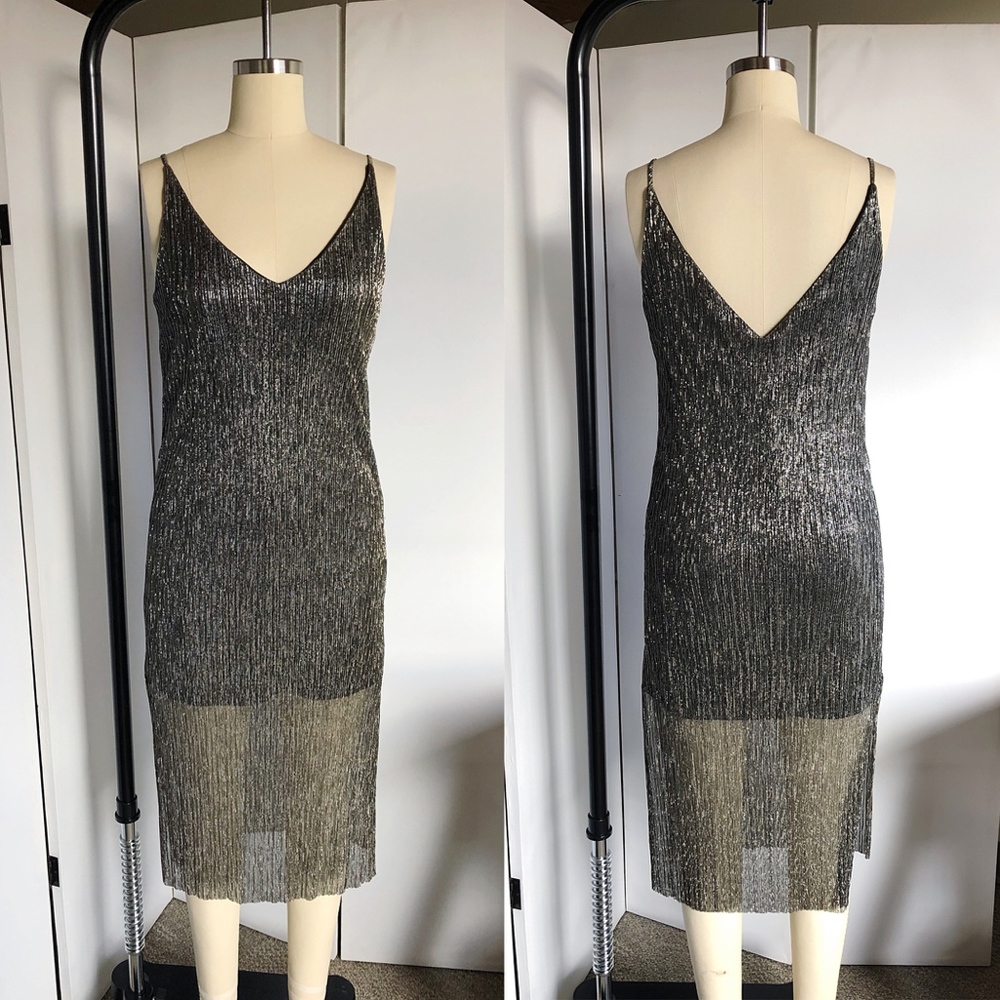 20's FLAPPER GOLD METALLIC SLIP DRESS SIZE SMALL